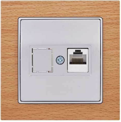 Mutlusan Elitra Plus Μονή Πρίζα Δικτύου RJ45 με Πλαίσιο σε Μπεζ Χρώμα 11686