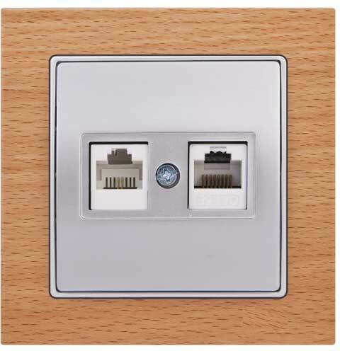 Mutlusan Elitra Plus Διπλή Πρίζα Δικτύου RJ45 με Πλαίσιο σε Μπεζ Χρώμα 11687