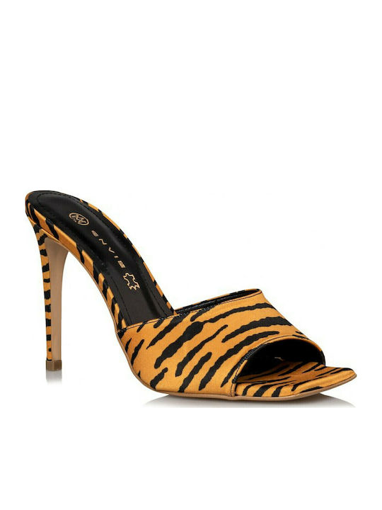 Envie Shoes Σατέν Mules με Λεπτό Ψηλό Τακούνι T...