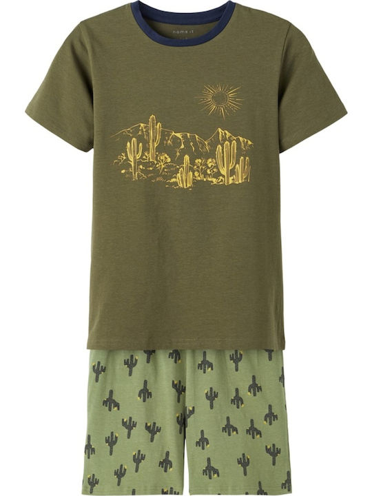 Name It Pijama pentru copii De vară Din bumbac Kaki