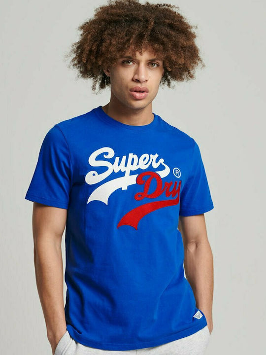 Superdry Ανδρικό T-shirt Voltage Blue με Στάμπα