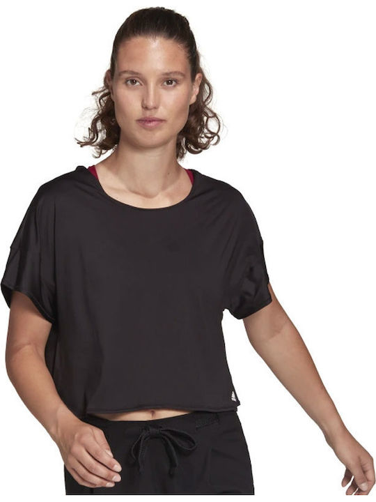 Performance Γυναικείο Αθλητικό Crop Top Κοντομάνικο Μαύρο