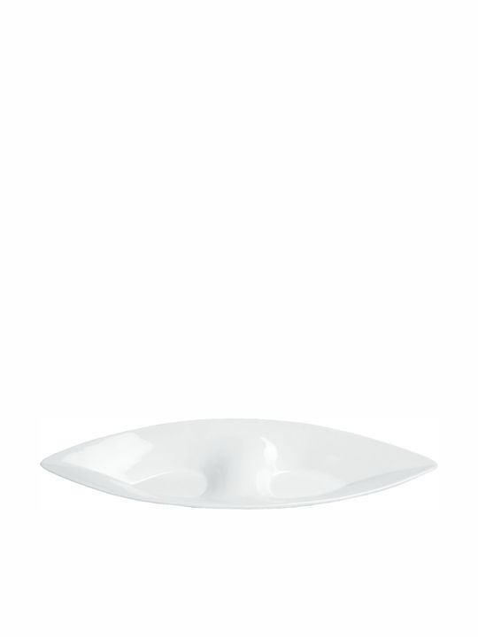 Tognana Glass Dessert Divided Serving Plate with 2 Slots Magnum White 55x18cm