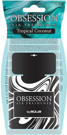 Aqua Car Air Freshener Tab Pendand Obsession Tropical Coconut 00-0