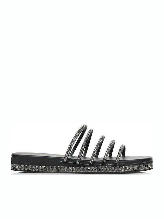 Mourtzi Leather Women's Flat Sandals Black