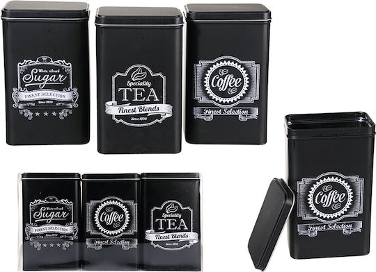 Best For Life Philosophy Set 3Stück Behälter Zucker / Kaffee / Tee mit Deckel Metallisch Schwarz 11x7.5x19cm Best For Life Philosophy Set 3Stück Behälter Zucker / Kaffee / Tee mit Deckel Metallisch Schwarz 11x7.5x19cm