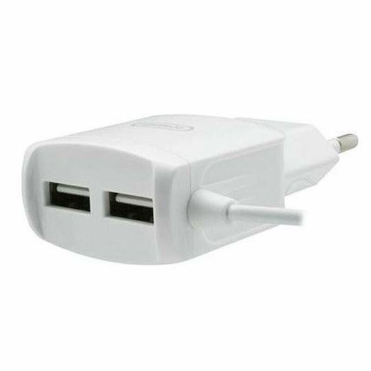 Tranyoo Tranyoo Handyladegerät mit Eingebautem Kabel mit 2 USB-A und USB-C Ausgangsanschlüsse Weiß (V20)