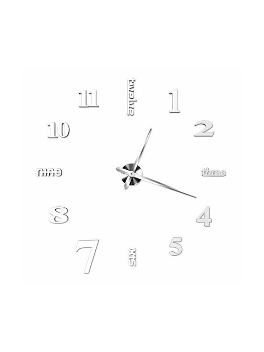 Ρολόι Τοίχου Αυτοκόλλητο AL015-S 3D με Αριθμούς και Γράμματα Πλαστικό Ασημί 150cm