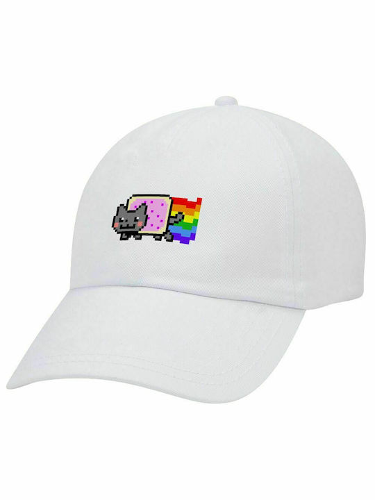 Nyan Pop-Tart Cat, Adult Baseball Hat White 5-Panel (POLYESTER, ADULT, UNISEX, ONE SIZE)