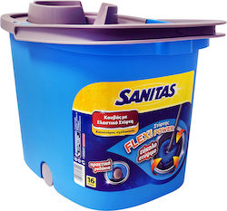 Sanitas Mop Bucket with Squeezer and Wheels Plastic Capacity 16lt Blue