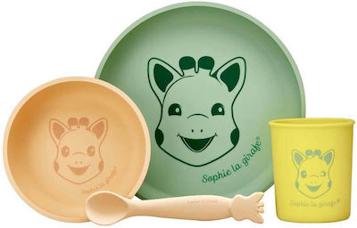 Sophie La Girafe Feeding Set made of Silicone with Non-Slip Base Multicolour 4pcs