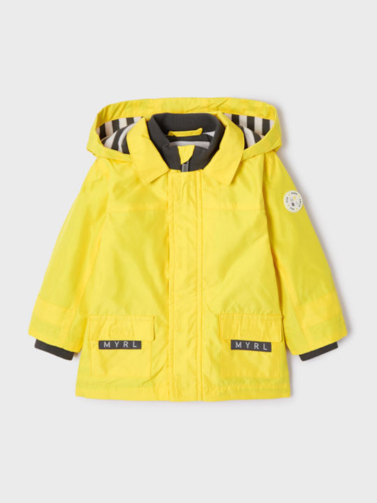 Kids' Sports Jacket Short Windproof with Hood Yellow