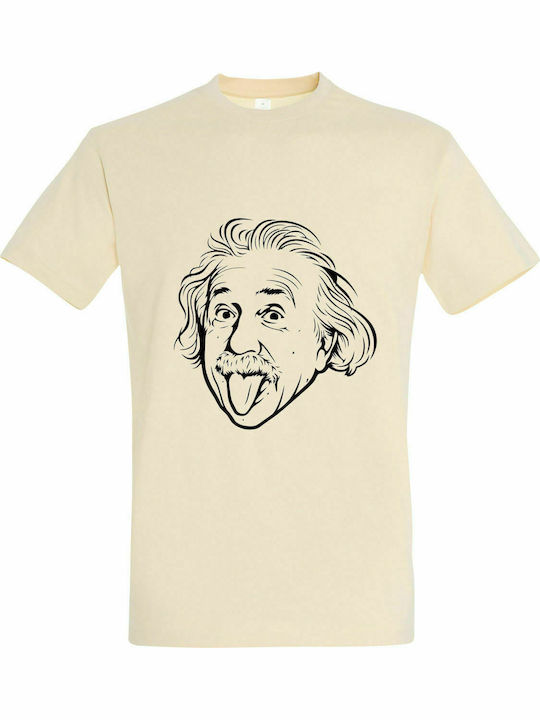 T-shirt Unisex " Albert Einstein Tongue ", Cream