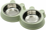 Metal Cat Bowl Green Food & Water YBTY-23