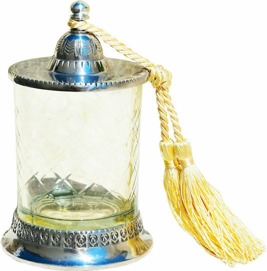 Vintage Φοντανιέρα Glas mit Deckel Silber
