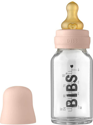 Bibs Glass Bottle Kit Anti-Colic with Rubber Nipple for 0+, 0+ m, months Blush 110ml 1pcs 5003244