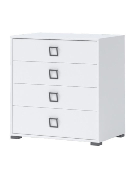 Kids Chest of Drawers Riddle White with 4 Drawers 84x56x89cm