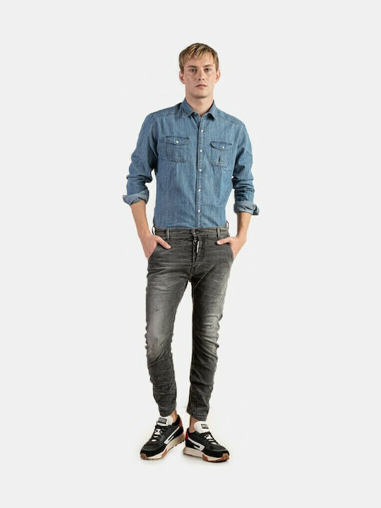 Namos Ανδρικό Παντελόνι Τζιν Ελαστικό με Skinny Εφαρμογή Γκρι