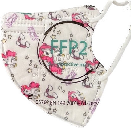 Tiexiong Filtering Half Μάσκα Προστασίας FFP2 NR BFE >95% για Παιδιά σε Λευκό χρώμα με Pink Pony 10τμχ