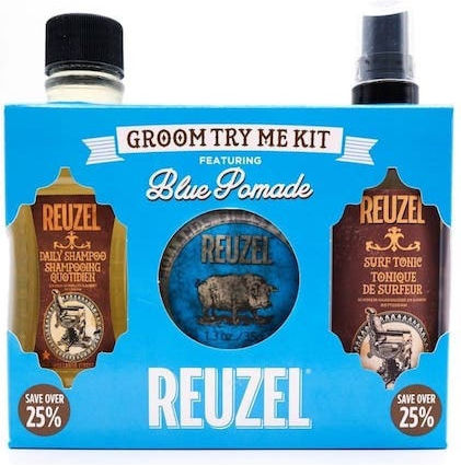 Reuzel Try Reuzel Groom Kit Blue Hair Care Set for Shine with Shampoo and Lotion