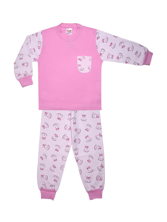 Pretty Baby Set Top & Bottom Kids Winter Cotton Pyjamas Pink