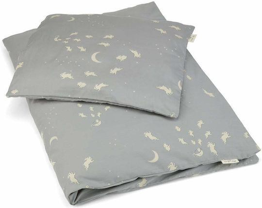 Konges Slojd Baby Duvet Cover Set With Pillowcase Bonne Nuit Gray 70x100cm