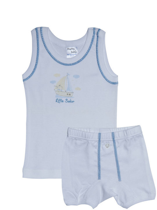 Baby Lingerie 34715 - Baby Lingerie White/Blue Set 2 pcs, Cotton 100% - Pretty Baby, pb-34715-lefko-mple