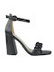 Envie Shoes Women's Sandals with Ankle Strap Black with Chunky High Heel