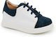 Gorgino White-Blue Baptism Leather Sneakers