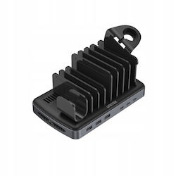 Unitek Βάση Φόρτισης με 3 Θύρες USB-A και 3 Θύρες USB-C 120W Power Delivery σε Μαύρο χρώμα (6-Port & USB-C Cable & USB-C to Lightning Cable)