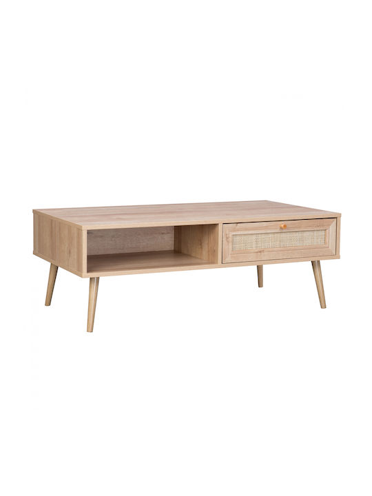 Colm Rectangular Wooden Coffee Table Natural L80xW39xH66cm