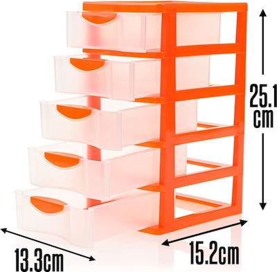 Schreibtischschublade 5 Positionen 13.3x15.2x21.5cm Rot