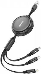 Foneng 3-in-1 Retractable Cable X113 USB-A male σε Lightning / USB-C / micro USB female
