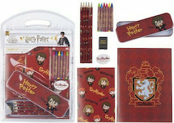 Cerda Set de Papetărie pentru Copii cu Creion, Așcutitoare, Radieră, Caiet de Notițe și Penar Set de papetărie Harry Potter roșu 16buc