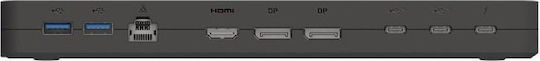 Fujitsu Thunderbolt 3 Docking Station with HDMI DisplayPort PowerDelivery Ethernet and 2 Monitors Connection Black