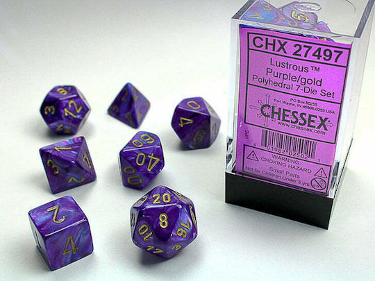 Chessex Call of Cthulhu Lustrous 7-Die Set Dice Purple/Gold