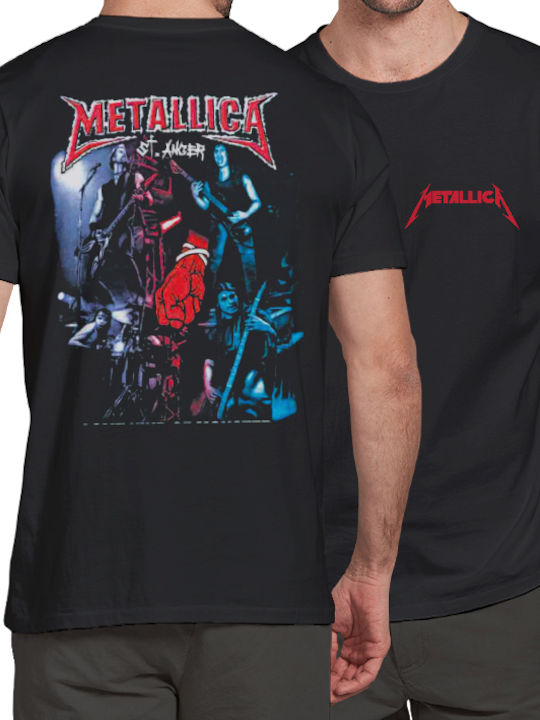 Metallica Rock Doppelt bedrucktes T-shirt Schwarz