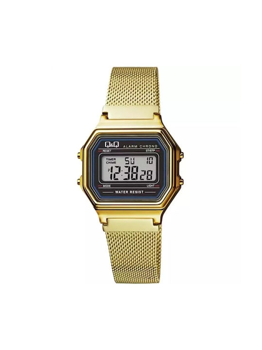 Q&Q Digital Uhr Batterie mit Gold Metallarmband