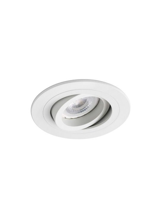 Faro Barcelona Radon Rund Metallisch Einbau Spot mit Fassung GU10 Weiß 9.2x9.2cm.