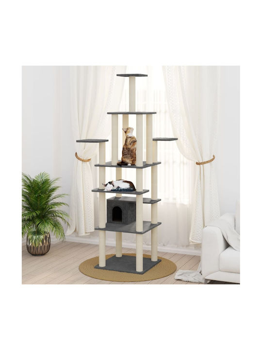 vidaXL Cat Scratching Post Cat Trees Gray 74x74x183cm. 171484