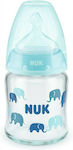 Nuk Glass Bottle First Choice Plus Temperature Control Anti-Colic with Silicone Nipple for 0-6 months Ciell Elephants 120ml 1pcs