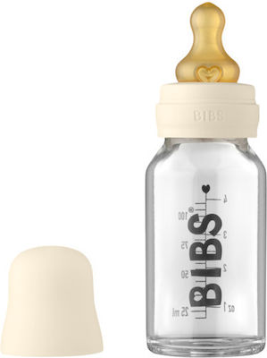 Bibs Glasflasche mit Silikonsauger für 0+, 0+ m, Monate Ivory 110ml 1Stück 5003216 5013216