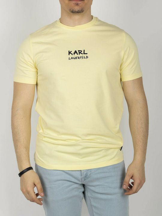 Karl Lagerfeld T-shirt Bărbătesc cu Mânecă Scurtă Galben