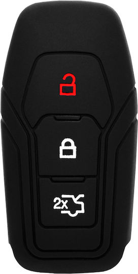 Silicone Car Key Cover Case Smart Key with 3 Buttons for Ford Black