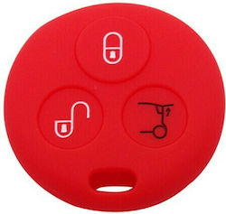 Silicone Car Key Cover Case with 3 Buttons for Smart Red
