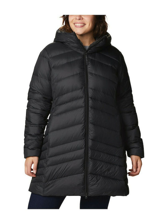 Autumn Park Women's for Hiking Long Puffer Jacket for Winter with Hood Black