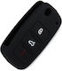 Silicone Car Key Cover Case with 3 Buttons for Seat / Skoda / VW Black
