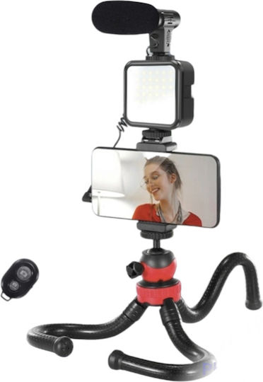 Vlogging Kit 04LM Handy-Stative Bluetooth mit Aufhelllicht Schwarz