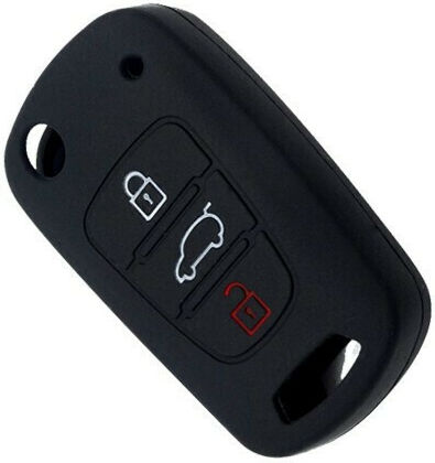 Silicone Car Key Cover Case with 3 Buttons for Hyundai / Kia Black