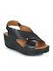 Women's Leather Platform Shoes Black